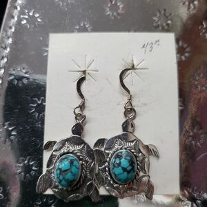 Turquoise sterling silver pierced earrings